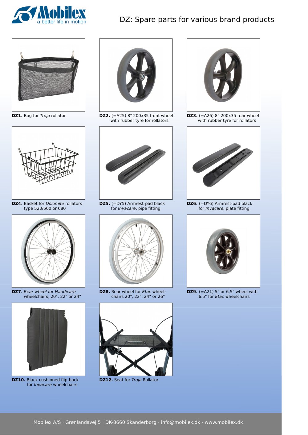 Spare parts on wheelchairs 17 Spare parts on wheelchairs 63