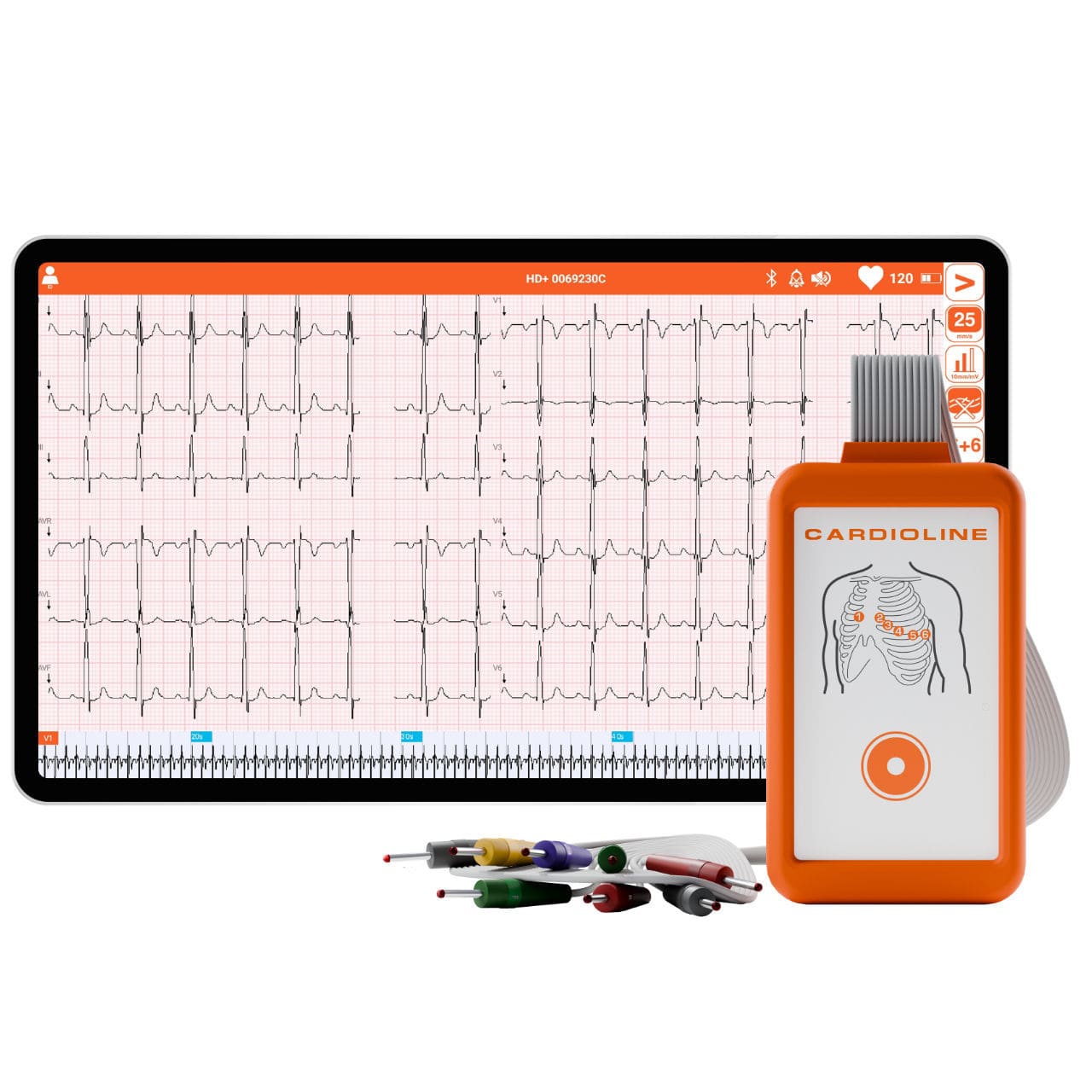 Eletrocardiógrafo para ECG em repouso touchECG System Android