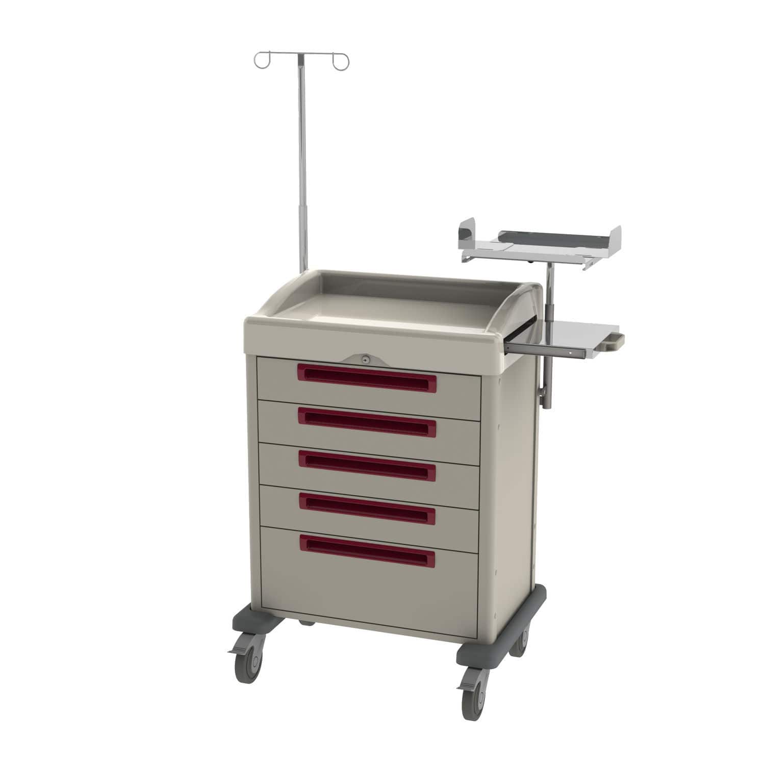 Emergency trolley / with defibrillator shelf / with IV pole / with