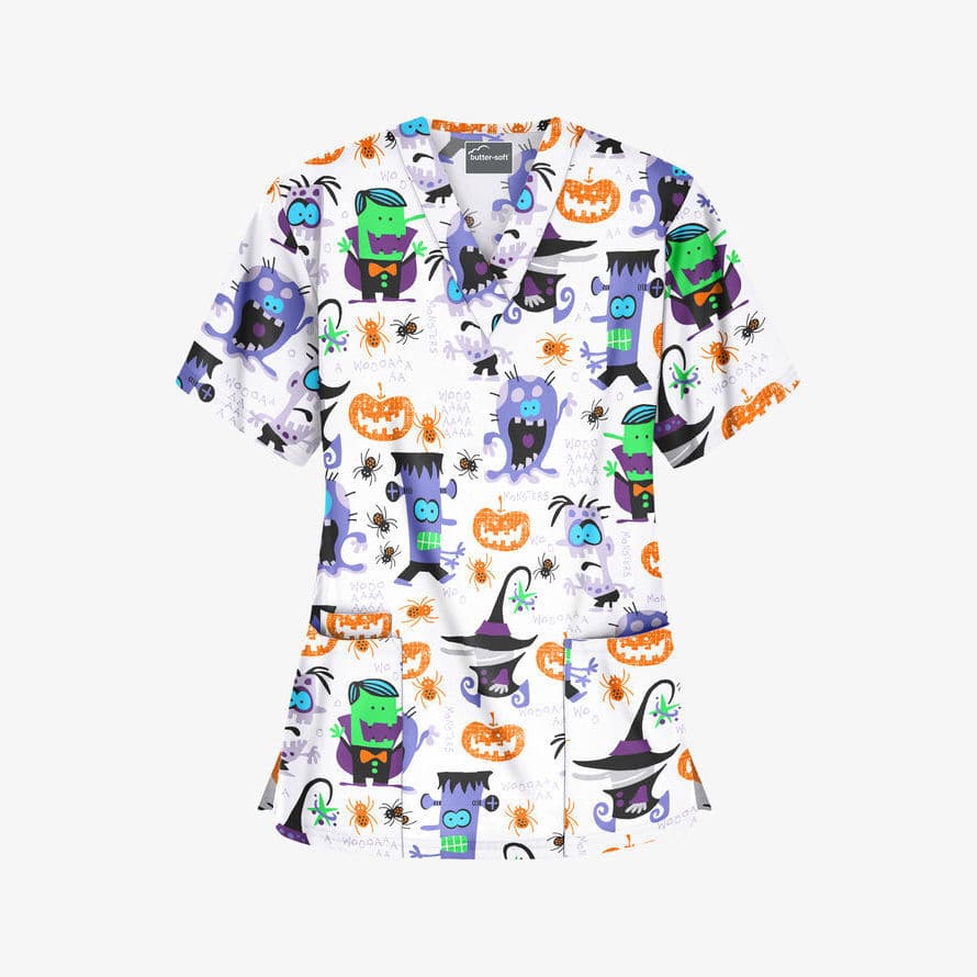 Women's scrub top - Halloween Walk - Uniform Advantage - L / XL / M