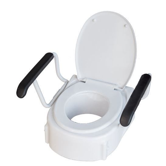 Raised toilet seat with armrests 336180 Tukimet Oy height