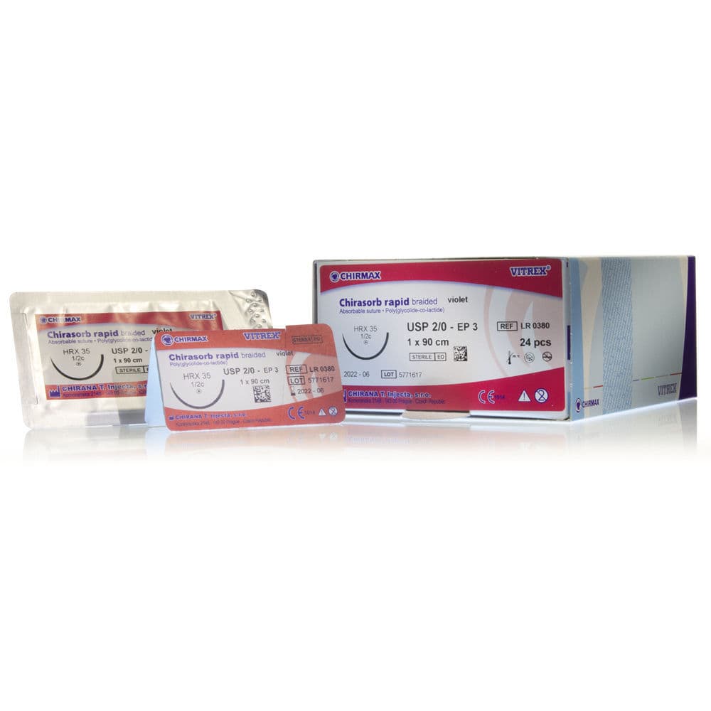 Shortterm absorbable suture thread Chirasorb rapid braided Vitrex