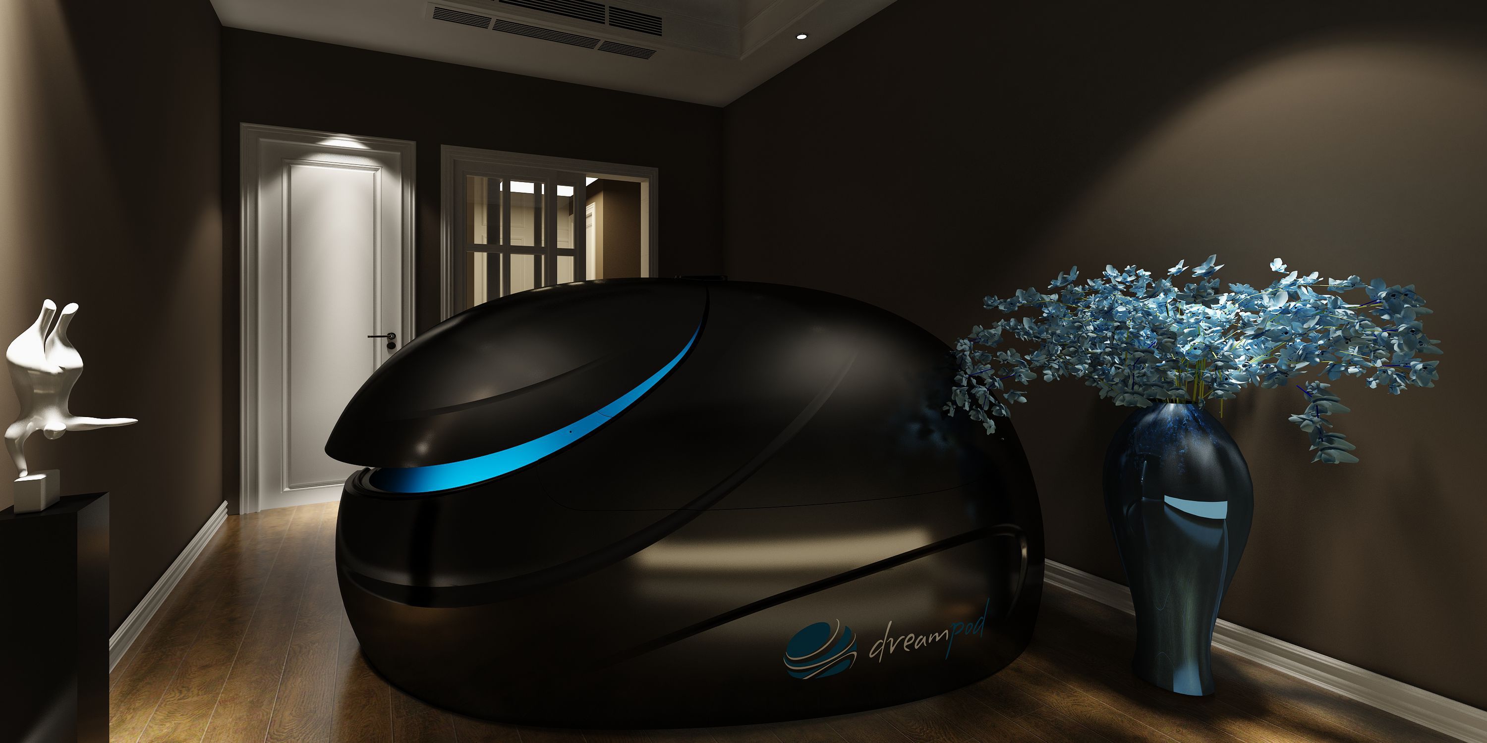 Isolation tank with sonotherapy speakers Dreampod Stealth Dreamwater