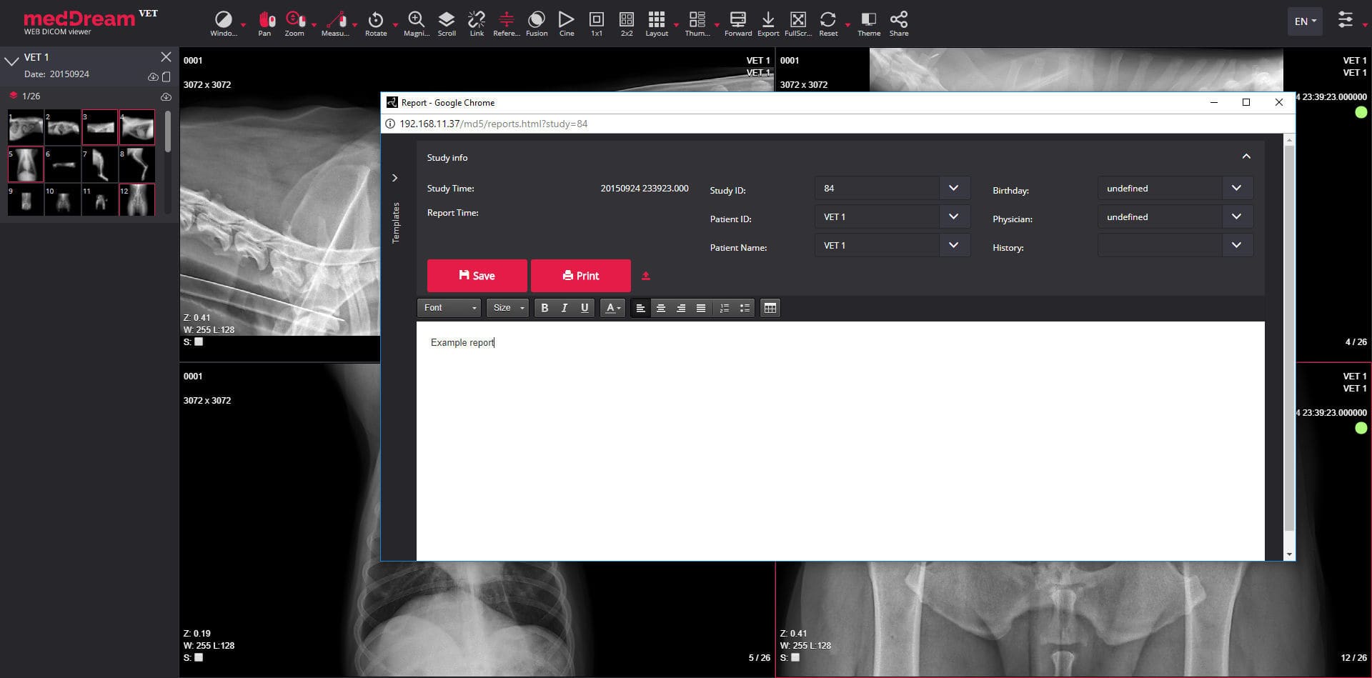 Image analysis software MedDream VET WEB Medical