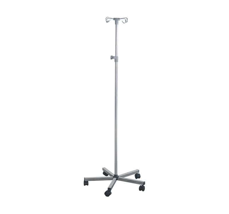 IV pole on casters / 4hook / for stretcher trolleys / telescopic MK