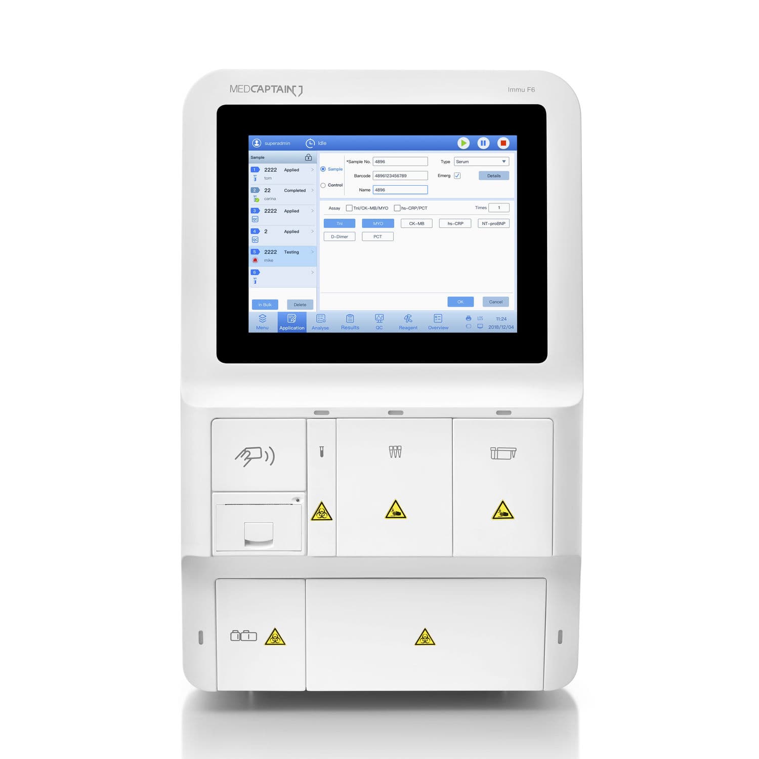 Fully automated immunoassay analyzer Immu F6 Medcaptain Medical