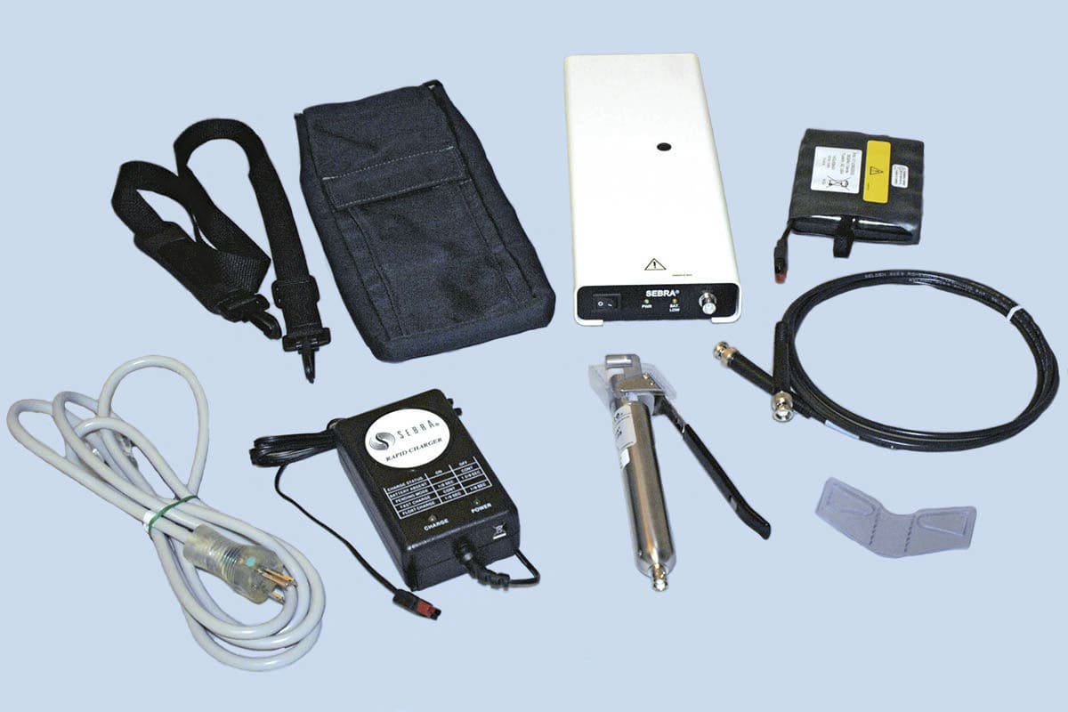 Blood bag tube sealer / laboratory / semiautomatic / batteryoperated