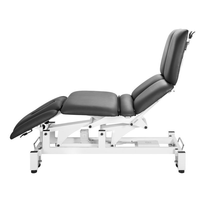 Electric massage table / with armrests / with double legrests / height