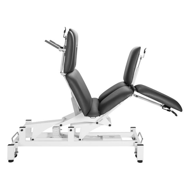 Electric massage table / with armrests / with double legrests / height