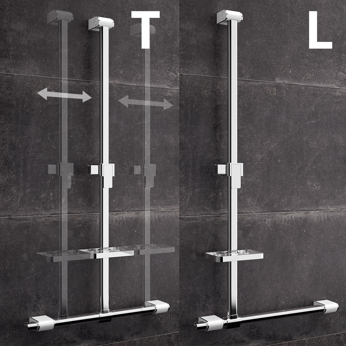 Bathroom grab bar 12805LS AKW Medicare stainless steel / aluminum