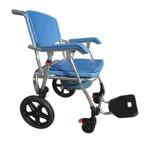Commode chair with bucket Jianlian Homecare Products on casters / with footrest / folding