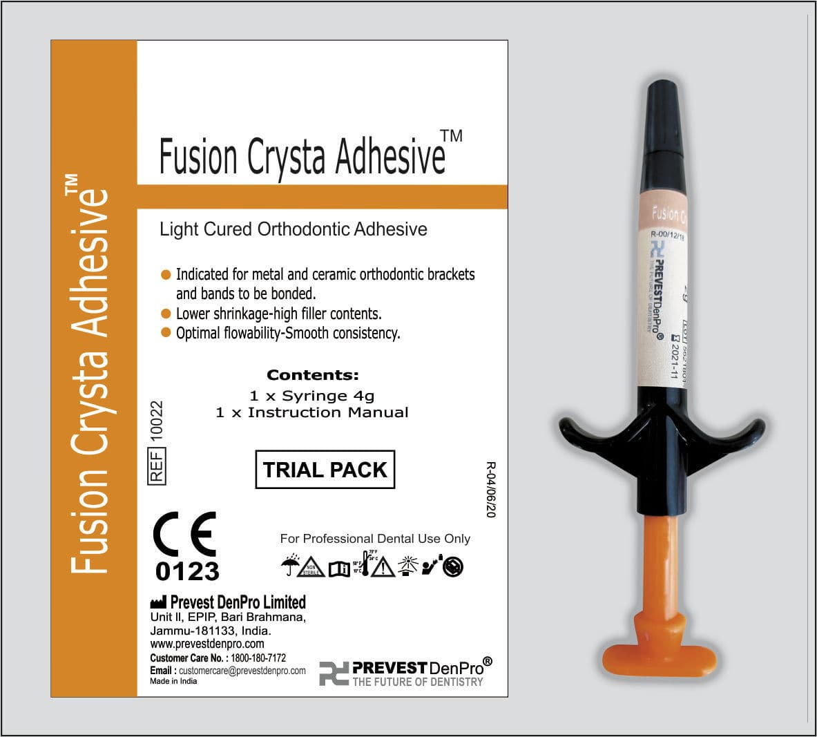 Orthodontic bracket orthodontic adhesive Fusion Crysta PREVEST