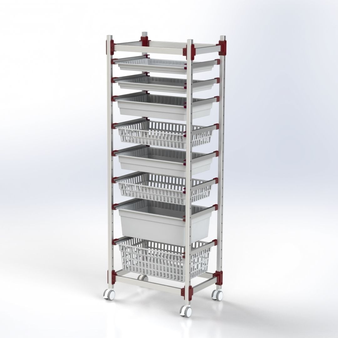 Basket rack - 101.0001 - SEBA HANDELS - mobile / aluminum / stainless steel