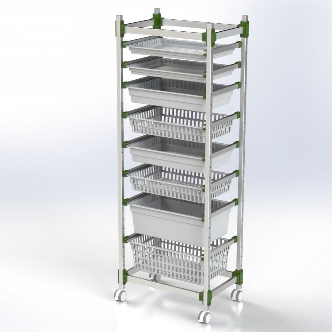 Basket rack - 101.0041 - SEBA HANDELS - mobile / aluminum / stainless steel