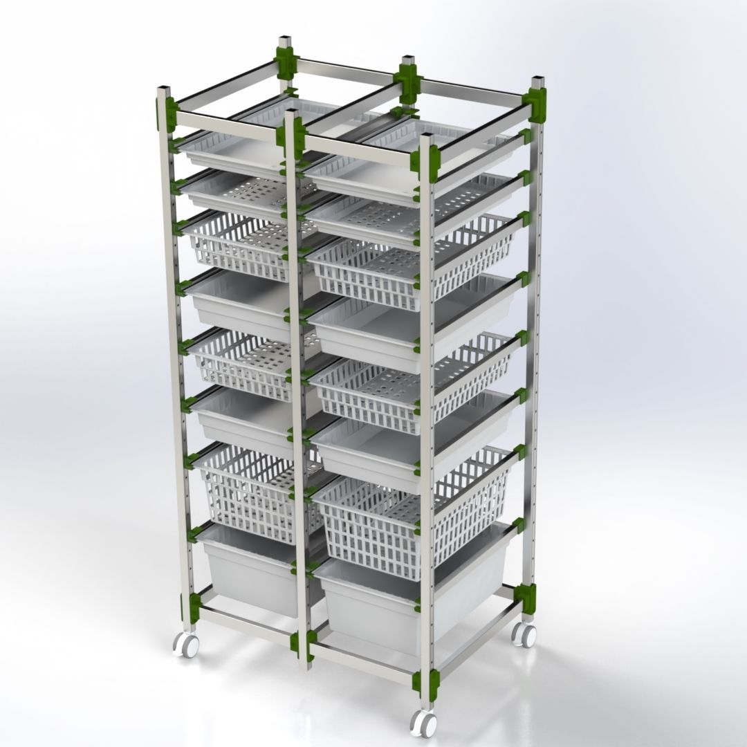 Basket rack - 101.0422 - SEBA HANDELS - modular / on casters / aluminum