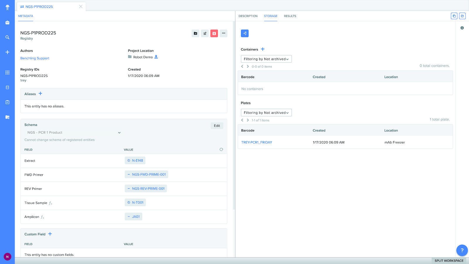 Lab automation software Benchling laboratory / traceability