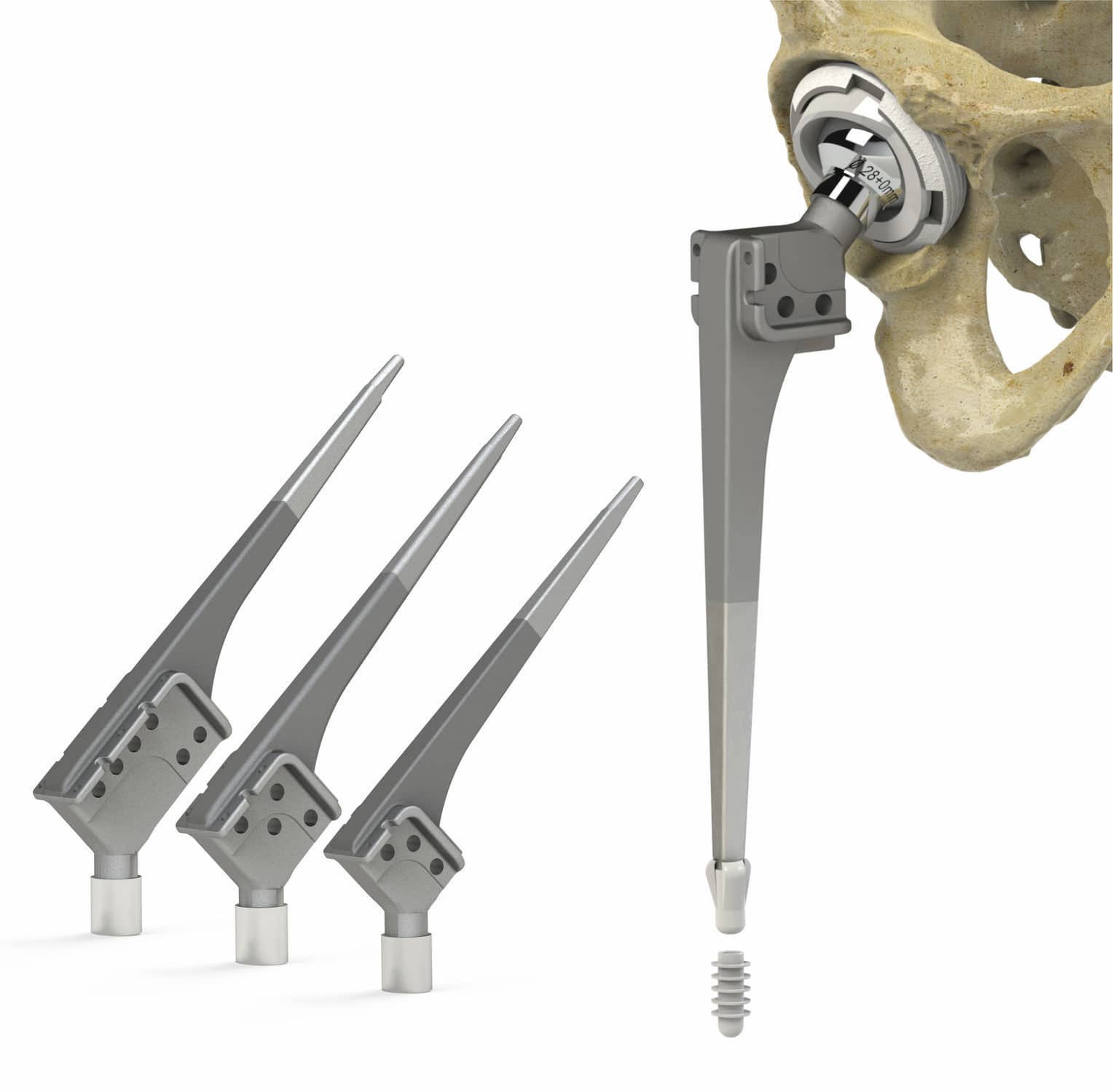 Primary hip prosthesis - 7031 series - Zimed Medical - cemented