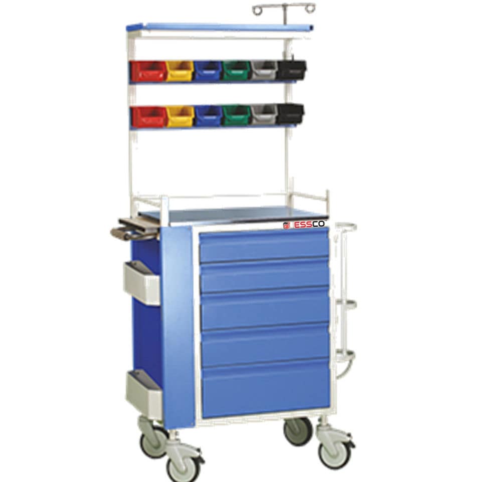 Emergency trolley 405 ESSCO storage / with drawer / with oxygen
