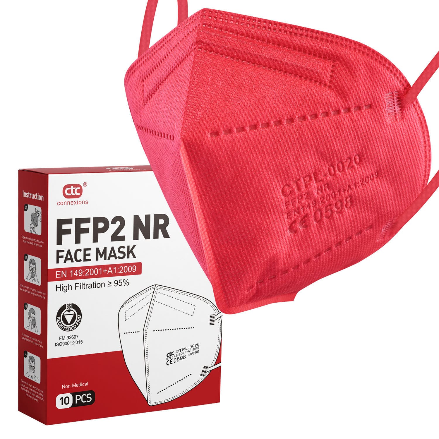 FFP2 safety mask Connexions Technology red / nonwoven / breathable