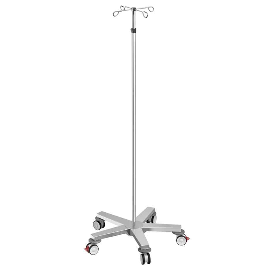 IV pole on casters 822X21 Bawer 4hook / hydraulic