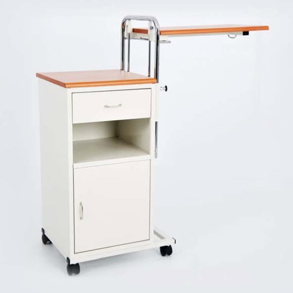 Bedside Table On Casters With Drawers With Integrated Over Bed