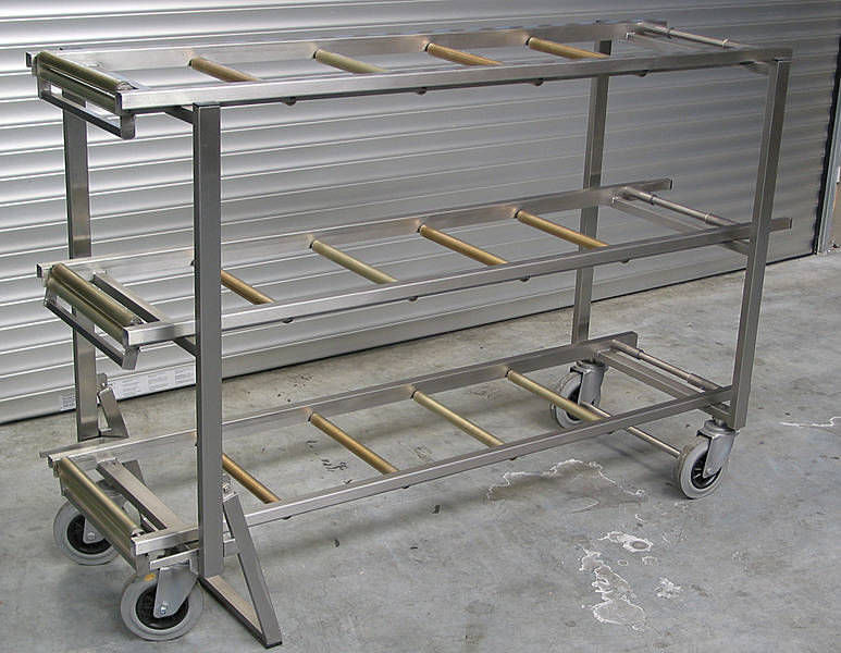 3shelf shelving unit / mortuary / stainless steel / mobile UFSK