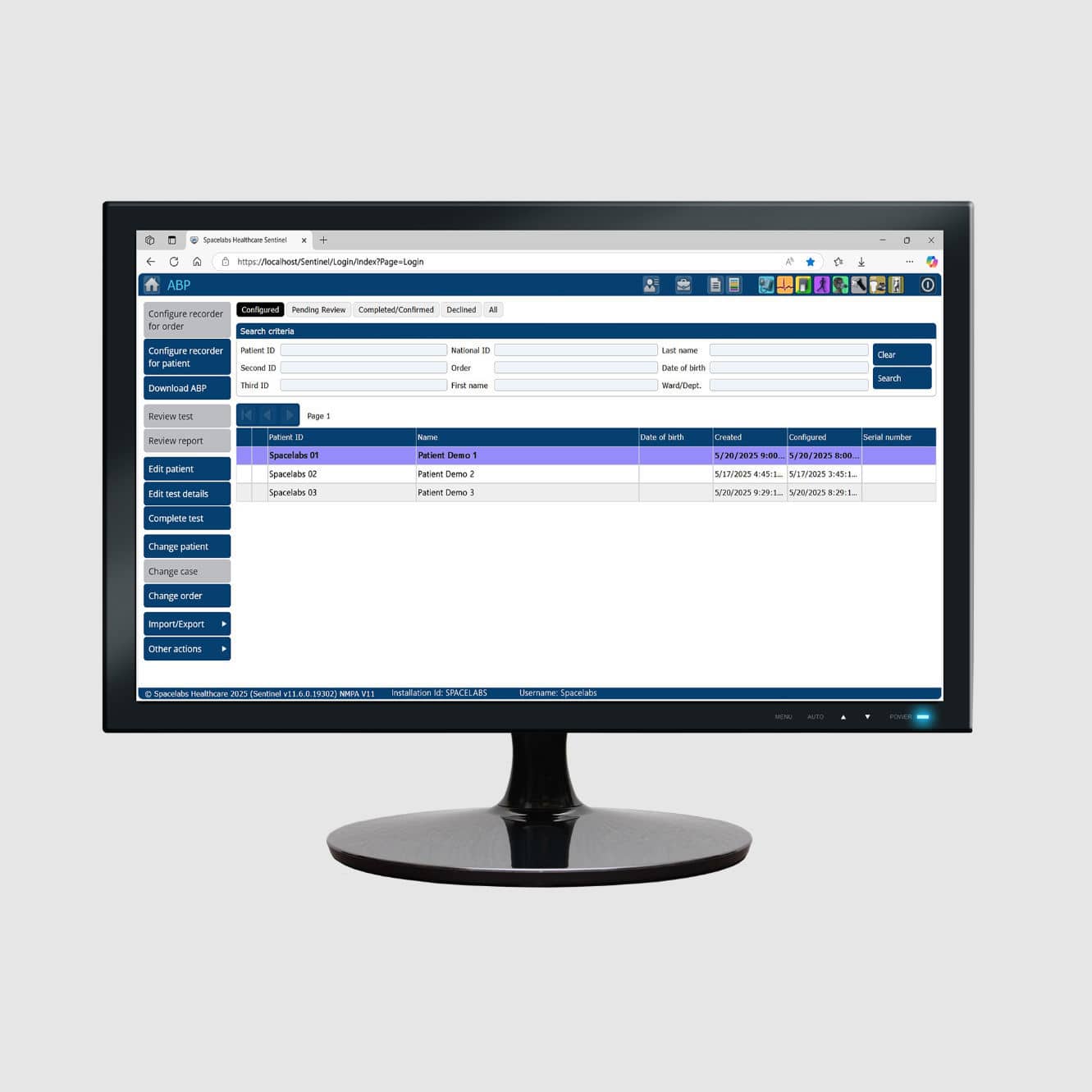 Resscan Software Patient data management system - Sentinel - Spacelabs Healthcare ...