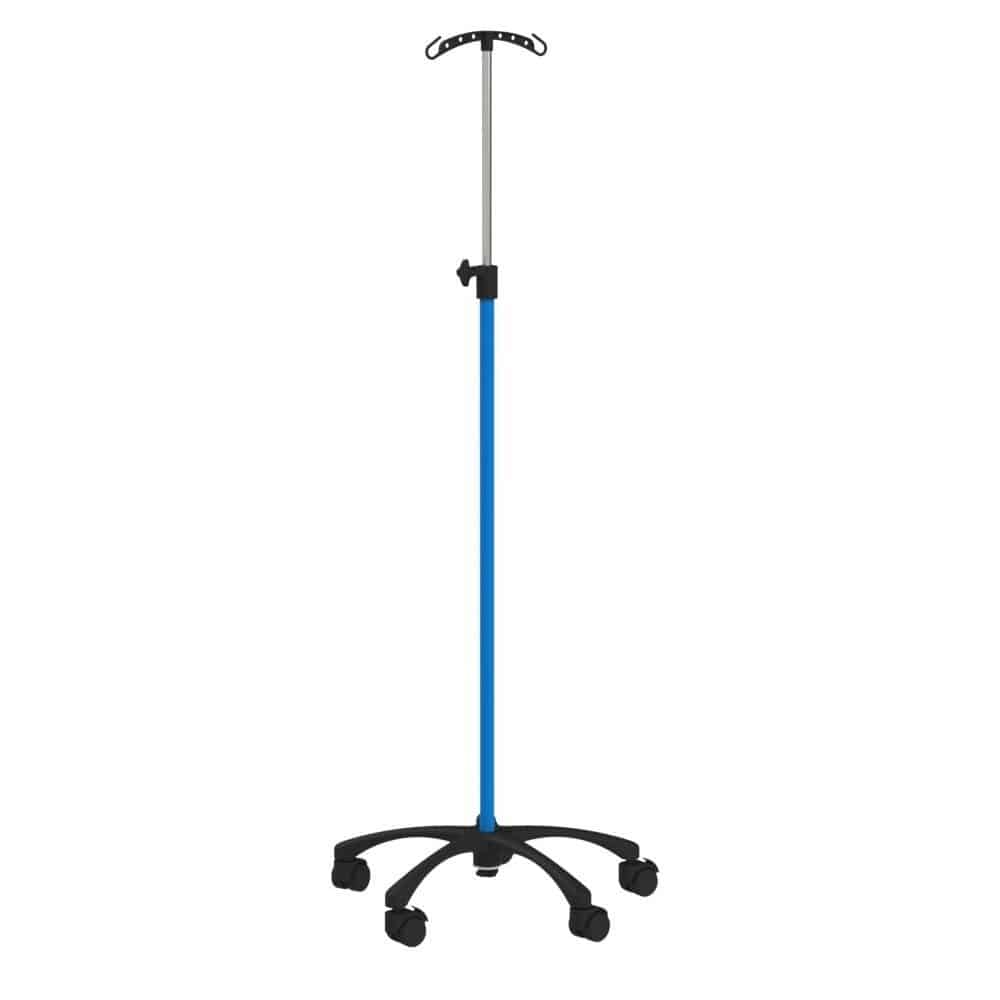 IV pole on casters 317.32 VILLARD 2hook / heightadjustable / stainless steel