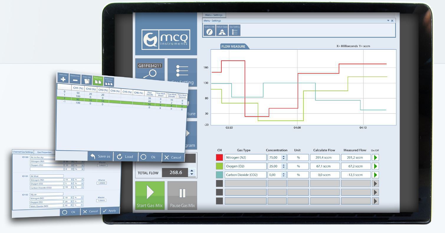 Gas blender software GAS MIXER CREATOR MCQ Instruments control