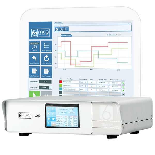 Laboratory gas blender GB 6000 MCQ Instruments O2 / air / carbon