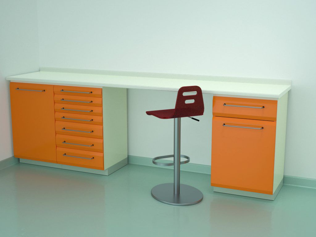 Sterilization laboratory bench W7+W2+L(100)+W19 ERIO dental / with shelves / modular