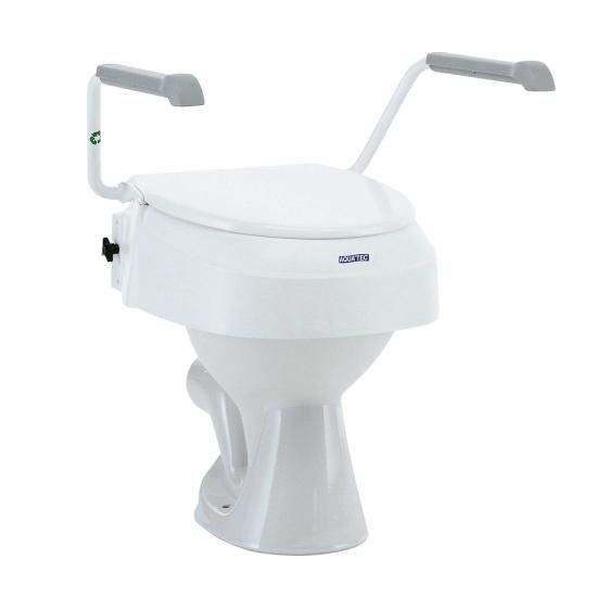 Raised toilet seat with armrests Aquatec 900 Invacare height