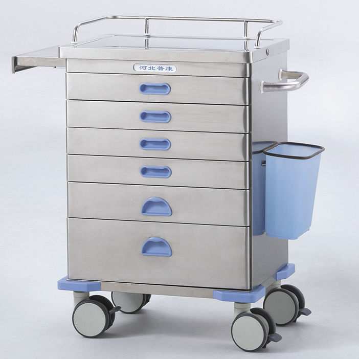 Anesthesia Trolley For Medicine With Drawer With Waste Bin
