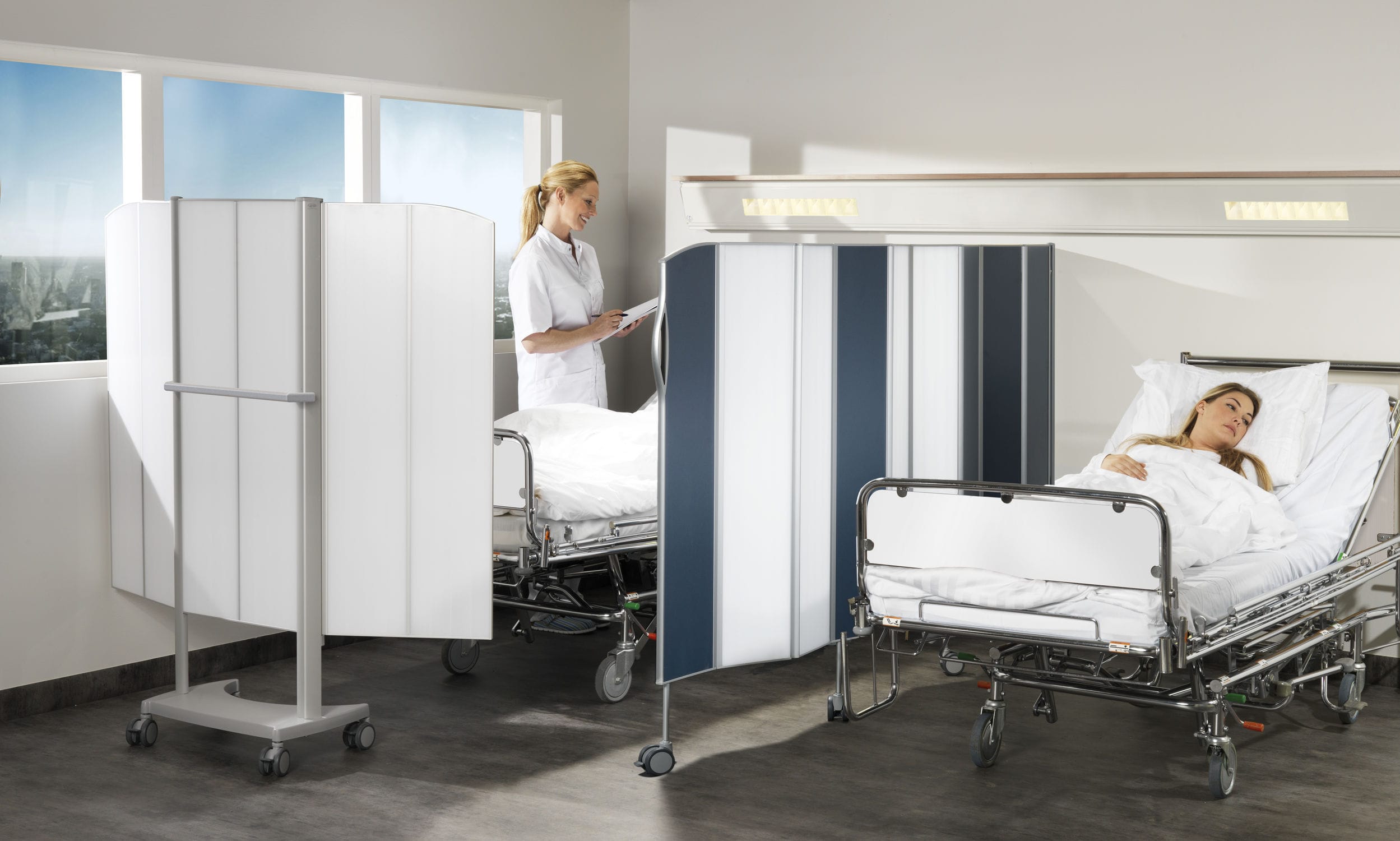 Hospital screen on casters 06522D Silentia folding / portable