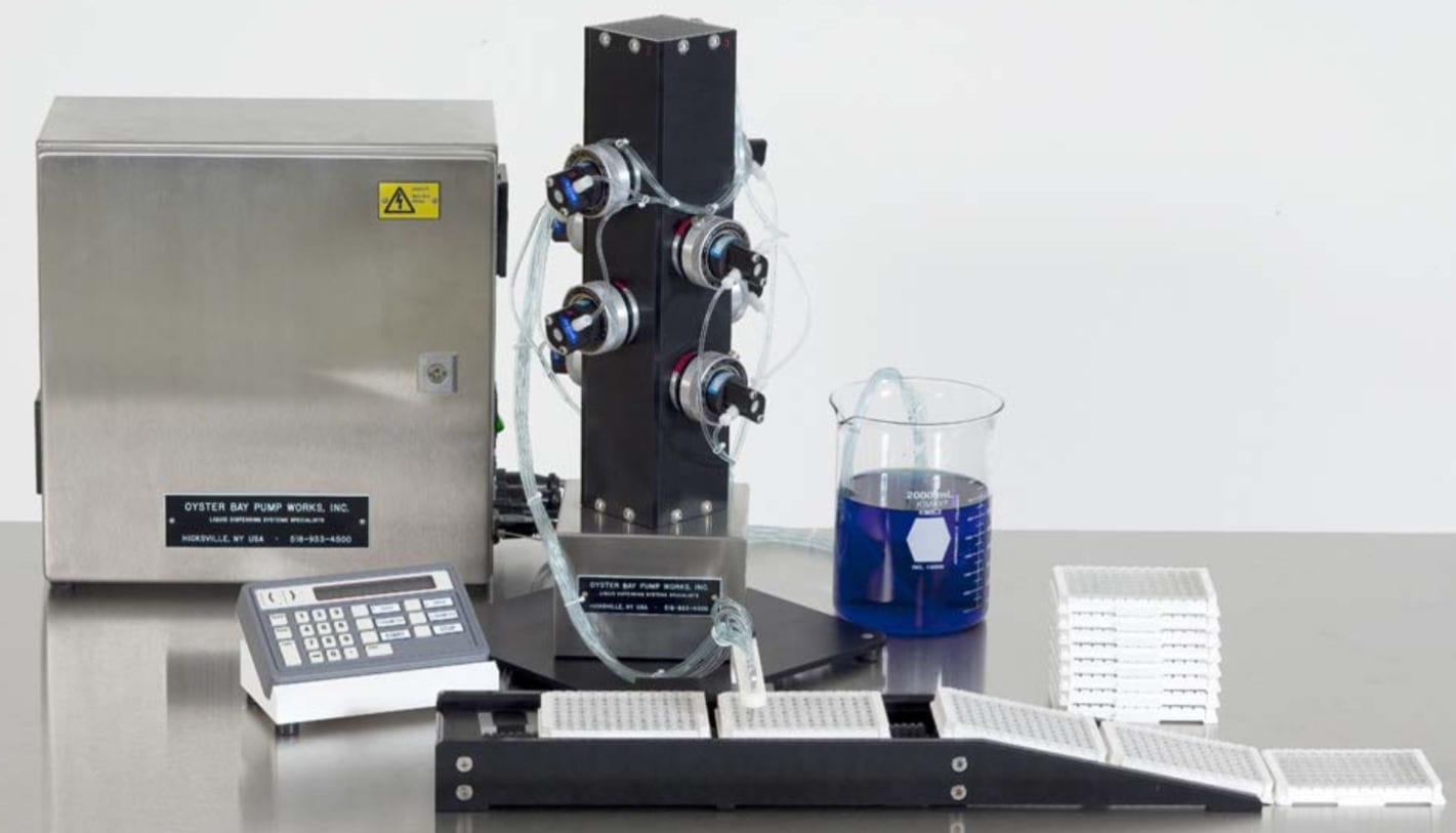 Automatic media dispenser Versafill Oyster Bay Pump Works laboratory / for microplates