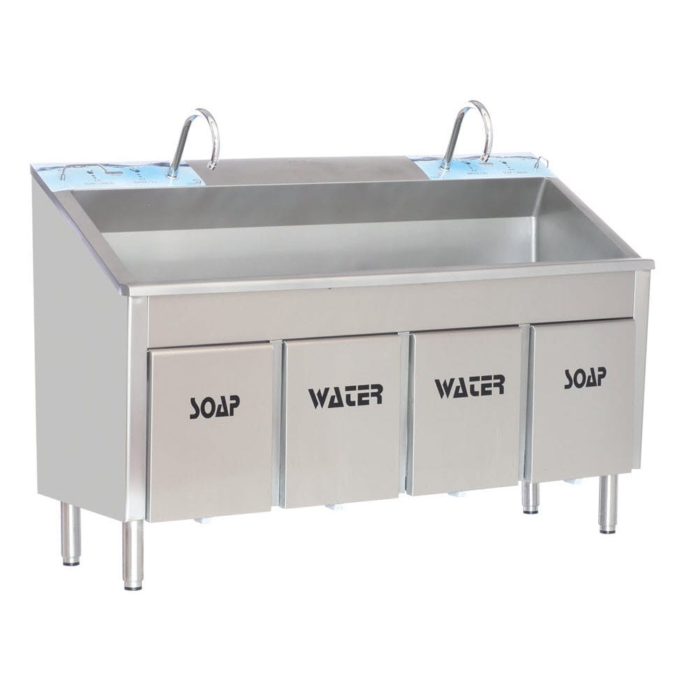 2-bay surgical sink - MEY 1020 - MIXTA - stainless steel / knee