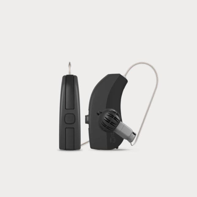 RIC hearing aid - Evoke Fusion 2 - Widex - remote-controlled / blue / brown