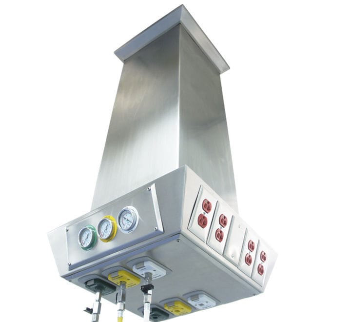 Supply column - Arigmed - ceiling-mounted / single-arm / fixed