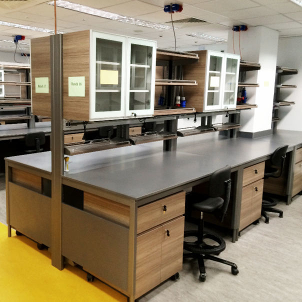 Modular laboratory bench Hybrid 1 SYSTMZ stainless steel / aluminum