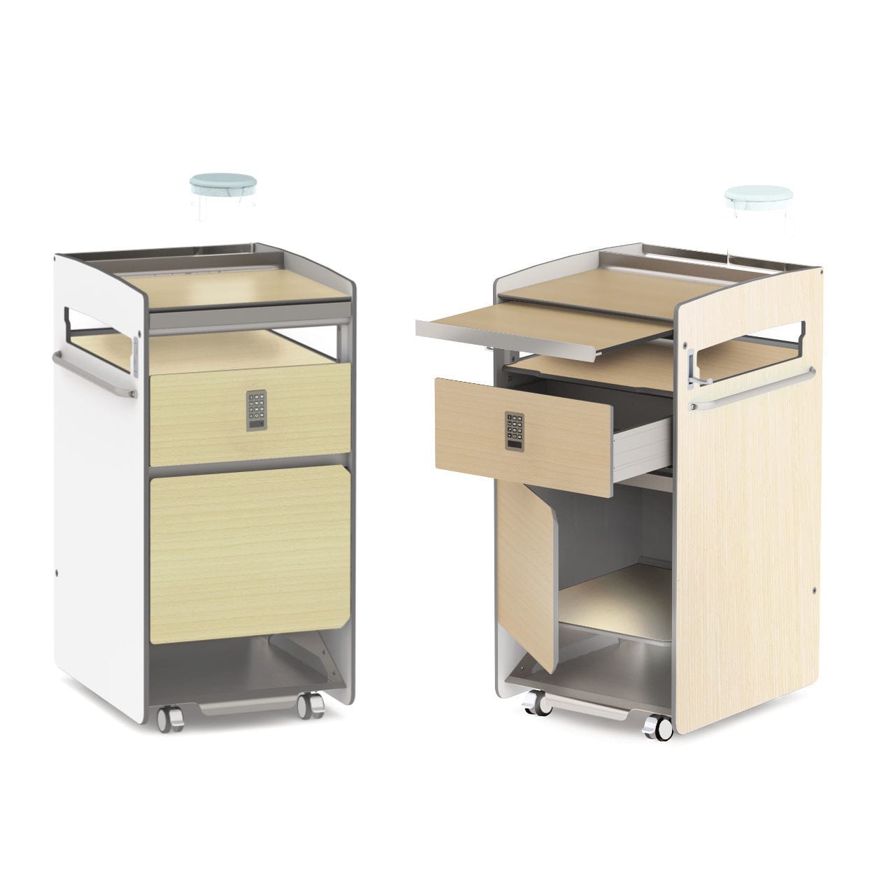 Bedside on casters BS15 SYSTMZ with overbed table / modular