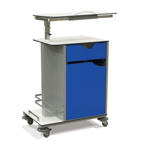 Bedside on casters Ega Pardo with integrated overbed