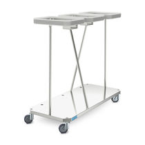 Transport trolley / waste / 3-bag / stainless...