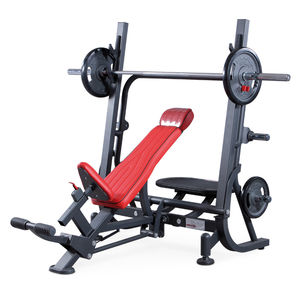 inclined weight training bench / with barbell rack