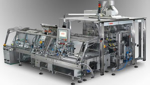 VFFS packaging system / floor-standing / for the pharmaceutical industry / for powders