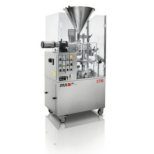 semi-automatic filler / floor-standing / for tubes / for the pharmaceutical industry