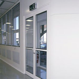 Sliding door - PADANA CLEANROOM srl - aluminum / glass / for clean