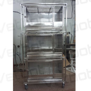 veterinary isolation cage / for rabbits / 3-compartment / stainless steel