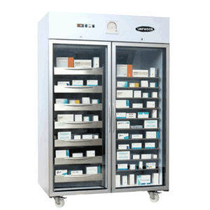 medical freezer / cabinet / with glass door / on casters