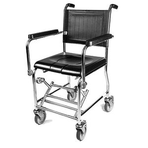 shower chair / with armrests / on casters / with cutout seat