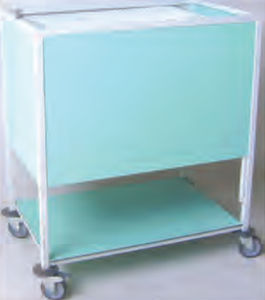 transport trolley / storage / for medical records / with tambour door